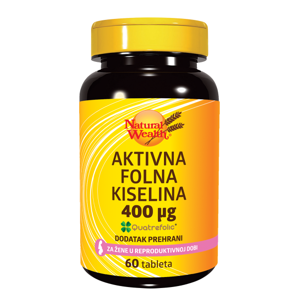 Aktivna folna kiselina 400 µg tablete Natural Wealth
