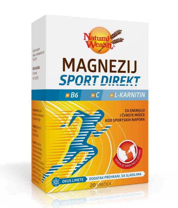 Magnezij Sport Direkt + B6 + C + L-karnitin vrećice Natural Wealth