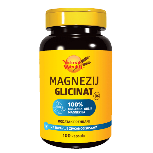 Magnezij glicinat + B6 100 kapsula Natural Wealth